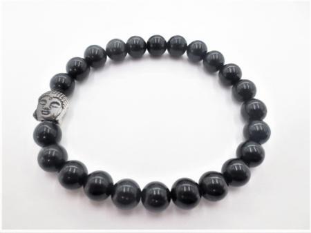 Armband Buddha – schwarzes Turmalin Edelstein mit Buddha Kopf – der wichtigste Schutzstein