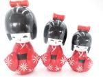 kokeshi set van 3 rot