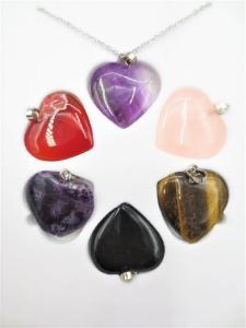 Herzkette mit 6 verschiedenen Edelstein Herz Anhänger – Set